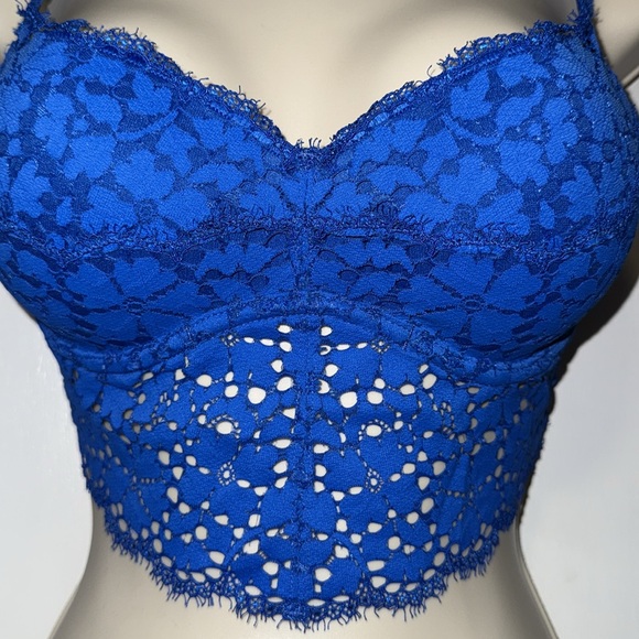 Victoria’s Secret Pink Longline Lace Bralette Underwire Bra Blue Women’s Small S - Picture 2 of 12